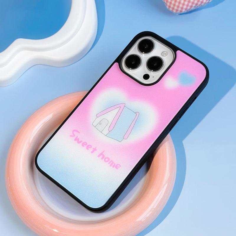 Zhitai Мультяшный Матовый Черный Чехол-рамка для iPhone 13, 14, 15 Pro, 16 Pro Max