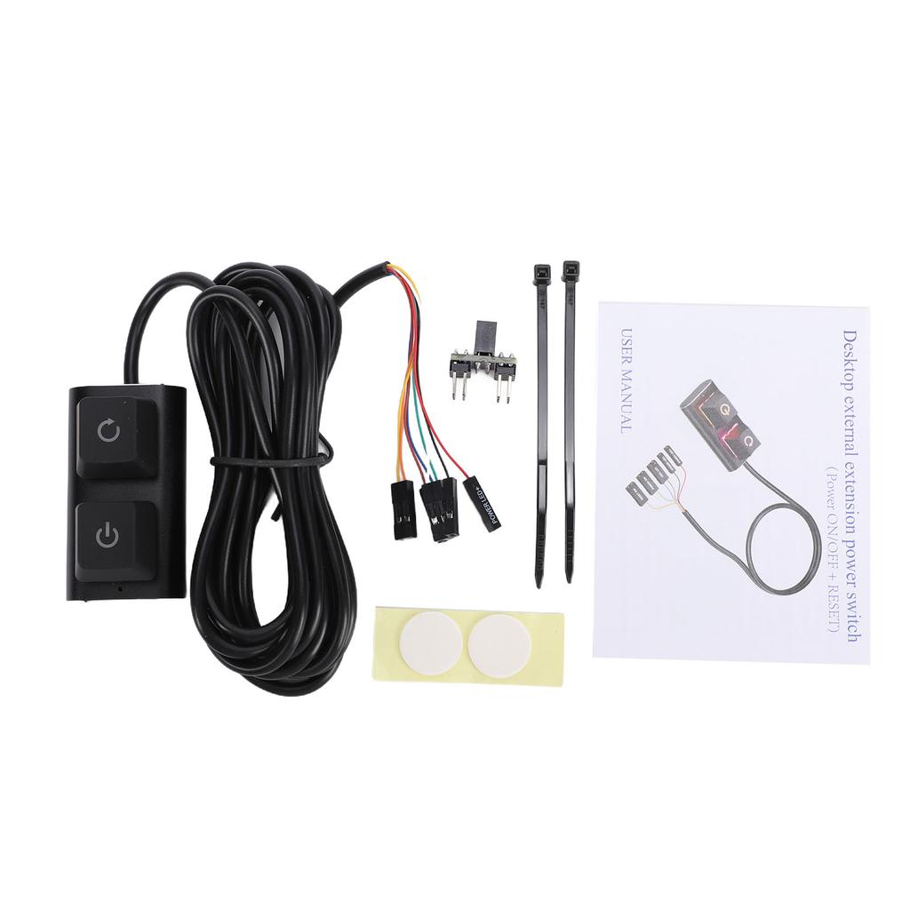 Desktop Computer Power Switch ON Off Reset PC External Power Supply Switch with 7 Color LED Lights 2m Cable