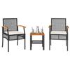 VidaXL 3-Piece Bistro Set with Cushions, Patio Chairs and Table, Outdoor Backyard Terrace Furniture, Black 366259