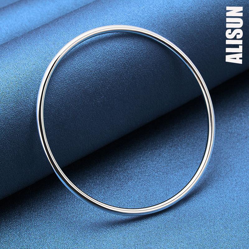 925 стерлингового серебра модный 3 мм гладкий браслет модные свадебные украшения