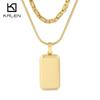 Creative Double Link Square Pendant Necklace Men's Women Hip Hop Shiny Stainless Steel Byzantine Chain Accessories Trend Gift