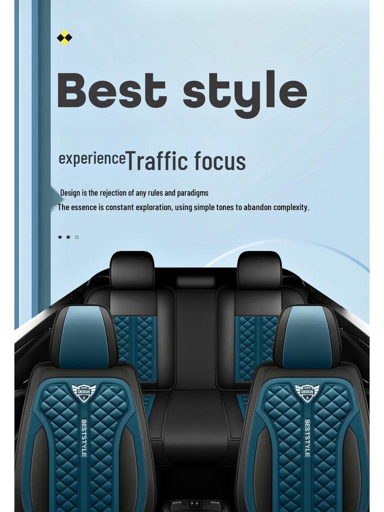 Universal Four-Season Cartoon Leather Car Seat Cushion Set for Five Seats