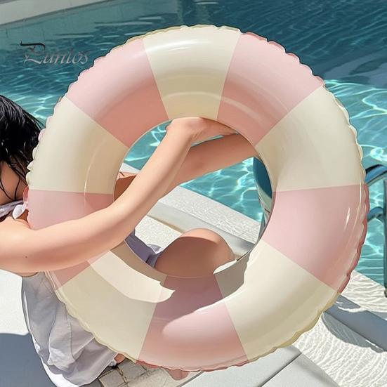 Leakproof Swim Ring Vintage Striped Swimming PVC Thickened Inflatable Men Women Beach Party Float Tube for Pool Child Water