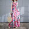 Новое длинное платье в стиле бохо - летнее новое облегающее и расширенное платье без рукавов с круглым вырезом и принтом