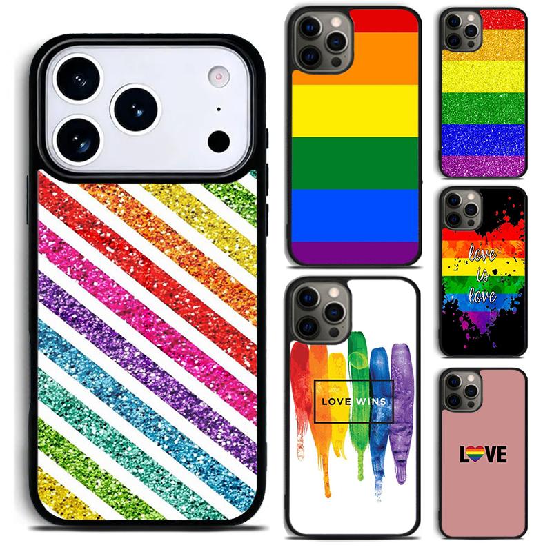 Gay Pride Flag LGBT Phone Case for iPhone 17 16 15 Pro Max Air 14 13 12 11 Plus Shockproof Cover