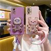 Cute Bear Wrist Strap Phone Holder Case On For Xiaomi Redmi Note 11 10 9 8 Pro Max 7 11s 9s Redmi 10a 9A 9T 9C Nfc Stand Cover