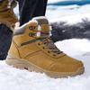 Men's Shoes Cotton Shoes High Top Plus Velvet Warm Yellow Boots Snow Boots Waterproof Non-slip Casual Boots Outdoor Work Shoes