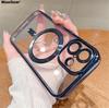 Роскошный магнитный чехол-бампер Magsafe Clear для iPhone 16 15 14 13 12 11 Pro Max Plus XR XS 7 8 с функцией беспроводной зарядки