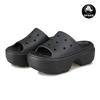 CrocS Women S Stomp Chunky Heel Tall Slide Slipper SandalS Black 209346 001