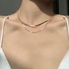European & American Fashion Double-Layer Necklace: Trendy Metal Textured Clavicle Chain for Women, H2511