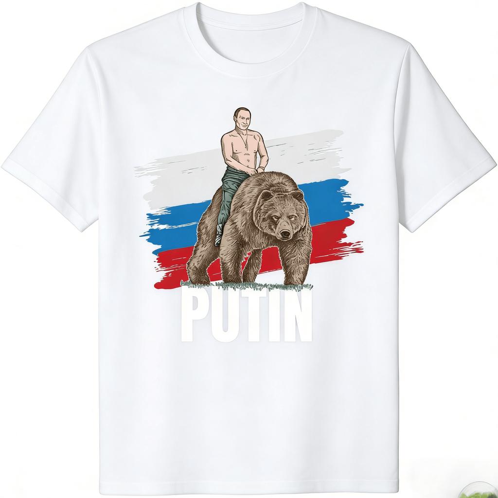2026 New Putin on Bear Russia President Moscow Gift Unisex Oversized Unisex TShirt Short Casual 100 COTTON ONeck Casual Shirt