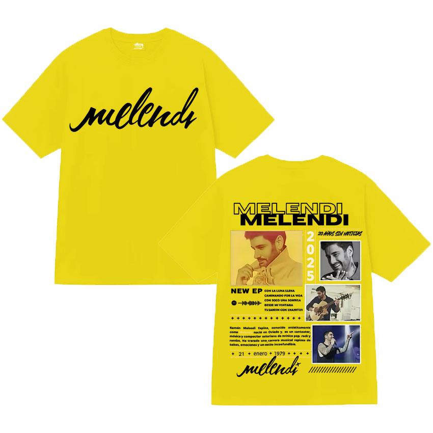 Rapper Melendi Tour 2025 Double Sided Graphics T Shirts Mens Fashion Cotton Tshirt Cozy Oversized Short Sleeve T Shirt Fans Gift