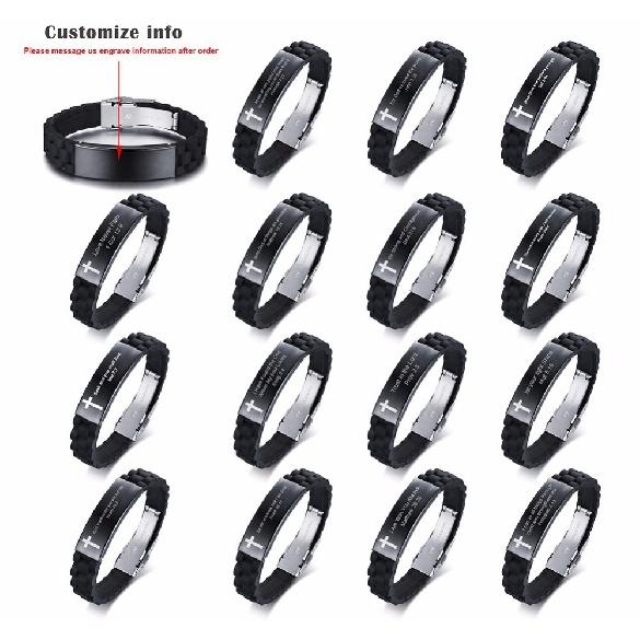 Vnox религиозный крест Иисус Писание цитата христианский библейский стих вдохновляющие вера силиконовые браслеты для мужчин персонализация