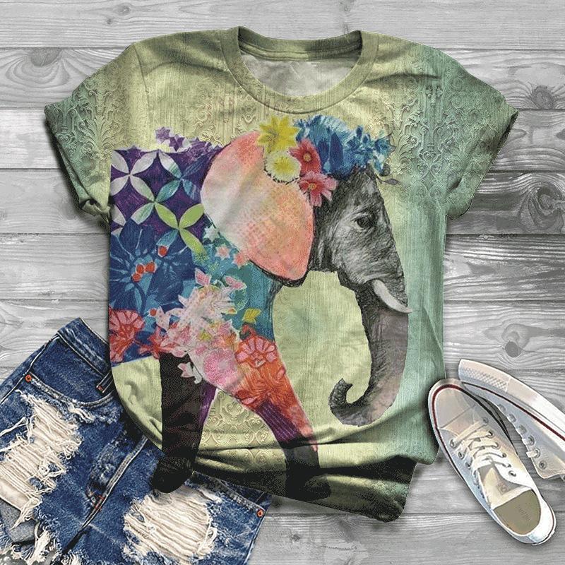 Летняя Новая Городская Женская Повседневная Футболка С Коротким Рукавом С Круглым Вырезом И 3D-Принтом Свободного Кроя В Ретро Стиле