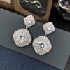 925 Sterling Silver Luxury Women Drop Earrings Full Sparkling CZ Fashion Jewelry for Wedding Daily Party Accessory