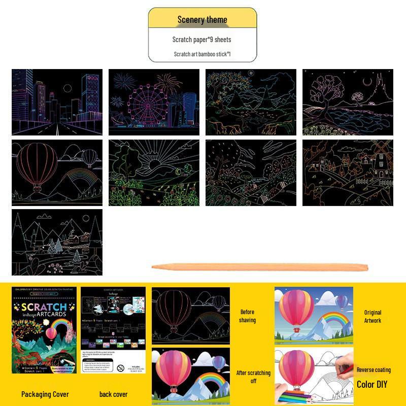 Colorful Laser Scratch Art Sticky Notes for Kids: Christmas Drawing and Coloring Book