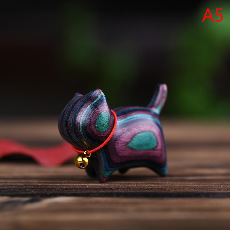 Радужные Деревянные Резные Скульптуры Кошек Кошачьи Украшения Милые Цветные Деревянные Кошки Настольные Офисные Аксессуары Домашний Декор Подарки Сувениры