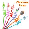 2026 Новый Рождественский Изогнутый Соломинка Рождественская Вечеринка Многоразовая Соломинка Мультяшный Стиль Санта Клауса Снеговика Персонализированный Декор для Вечеринки