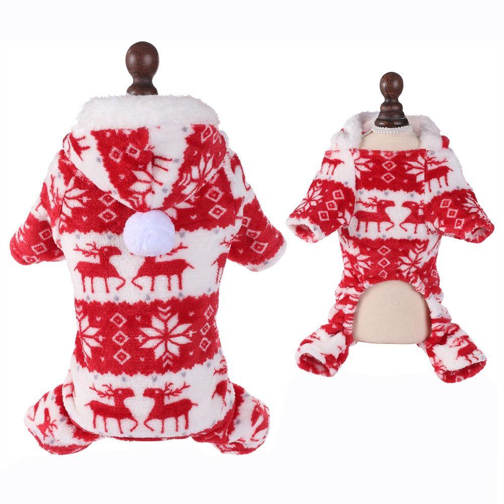 Plush Cat Dog Clothes Christmas Pet Pajamas Dog Jumpsuit Clothes for Small Medium Dogs Cats