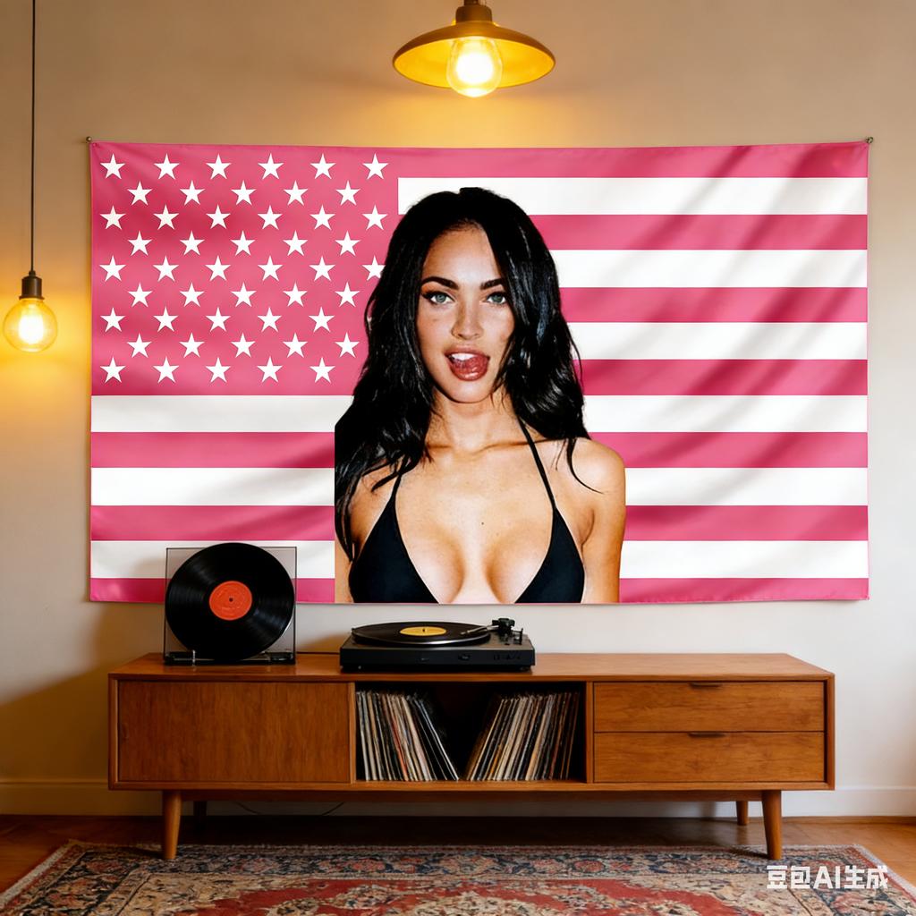 1 шт. Коллаж с флагом США Меган Фокс Гобелен Полиэстер 2D Печать Настенное искусство для Спальни Гостиной Эстетичный Декор Подарок для Фаната Знаменитости