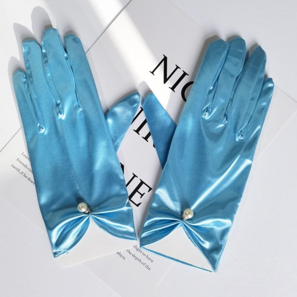 Solid Color Bridal Gloves Satin Dance Mittens Events Activities Dress Stage Gloves Wedding