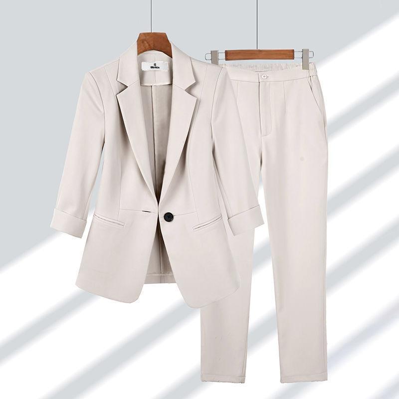 Women's Fashion Large Size Simple Solid Color Slim Fit Two-piece Suit