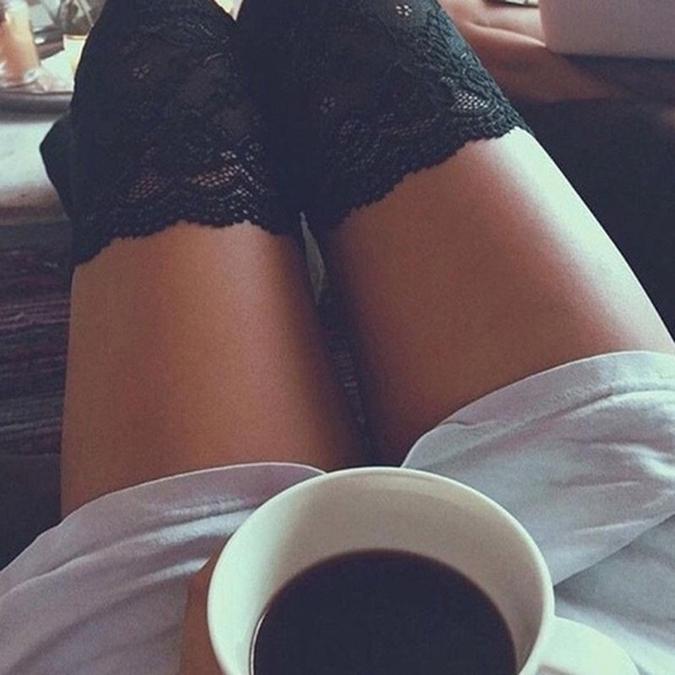 Women Knitting Lace Cotton Over Knee Thigh Stockings High Socks Pantyhose Tights