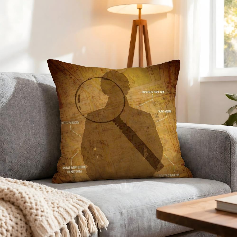 Movie Sherlock Holmes Cushion Cover 1Pcs Decorative Covers Soft Cushion Case For Sofa Couch Decor 40X40 45X45 Pillowcases
