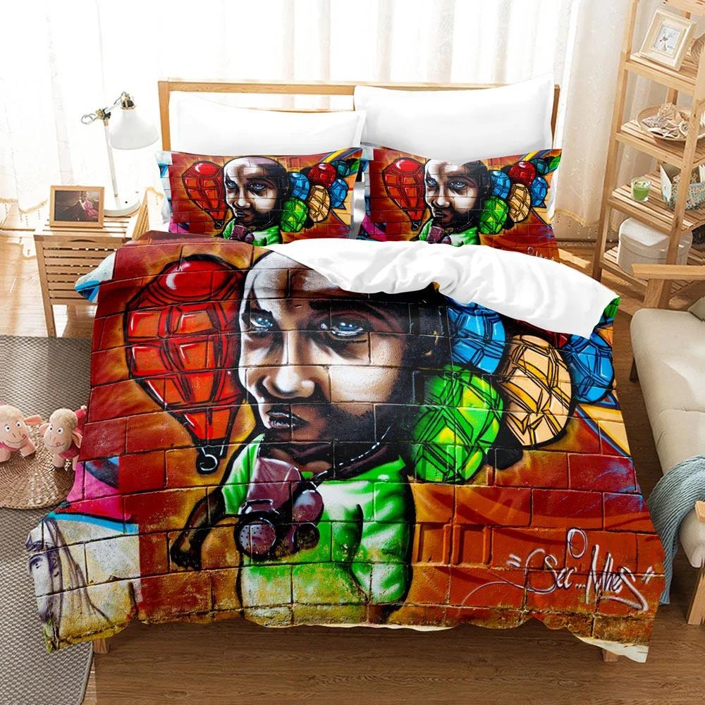 Комплект постельного белья в стиле хиппи-граффити, комплект пододеяльника в стиле хип-хоп размера кинг/квин для детей, мальчиков, подростков, современный чехол с уличным искусством