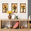 3 Pcs Wooden Photo Frame Sunflower Vase Bedroom Living Room Home Background Beautification Wall Stickers