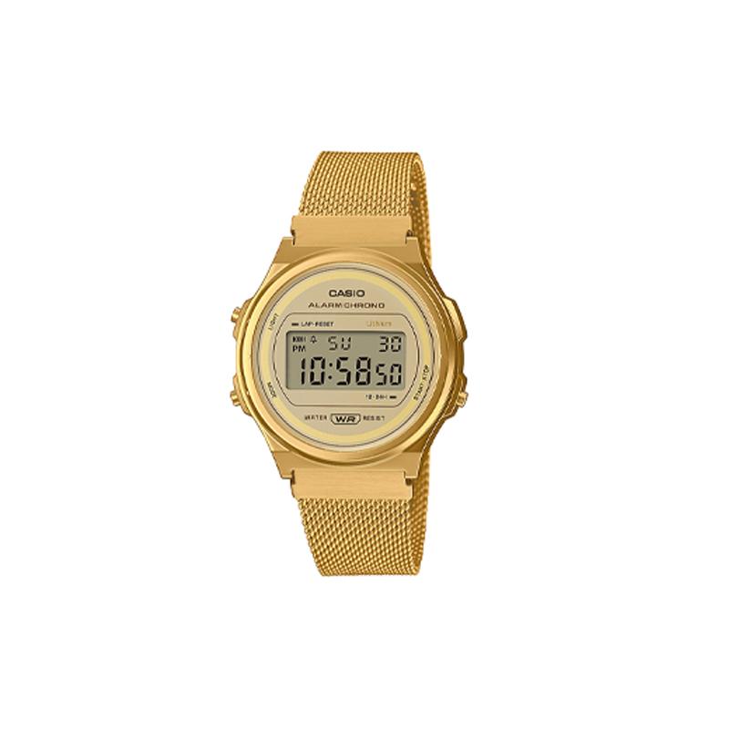 Casio Серия CASIO YOUTH - Серия с дисковым цифровым дисплеем Маленькие круглые часы Деловые Повседневные Универсальные ЖК-дисплей Маленький циферблат Водонепроницаемые Кварцевые A171WEMG-9AEF