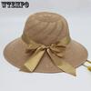 Bow Wide Brim Women's Solid Color Outdoor Sunscreen Hats Elegant Casual Travel Beach Foldable Summer Hats