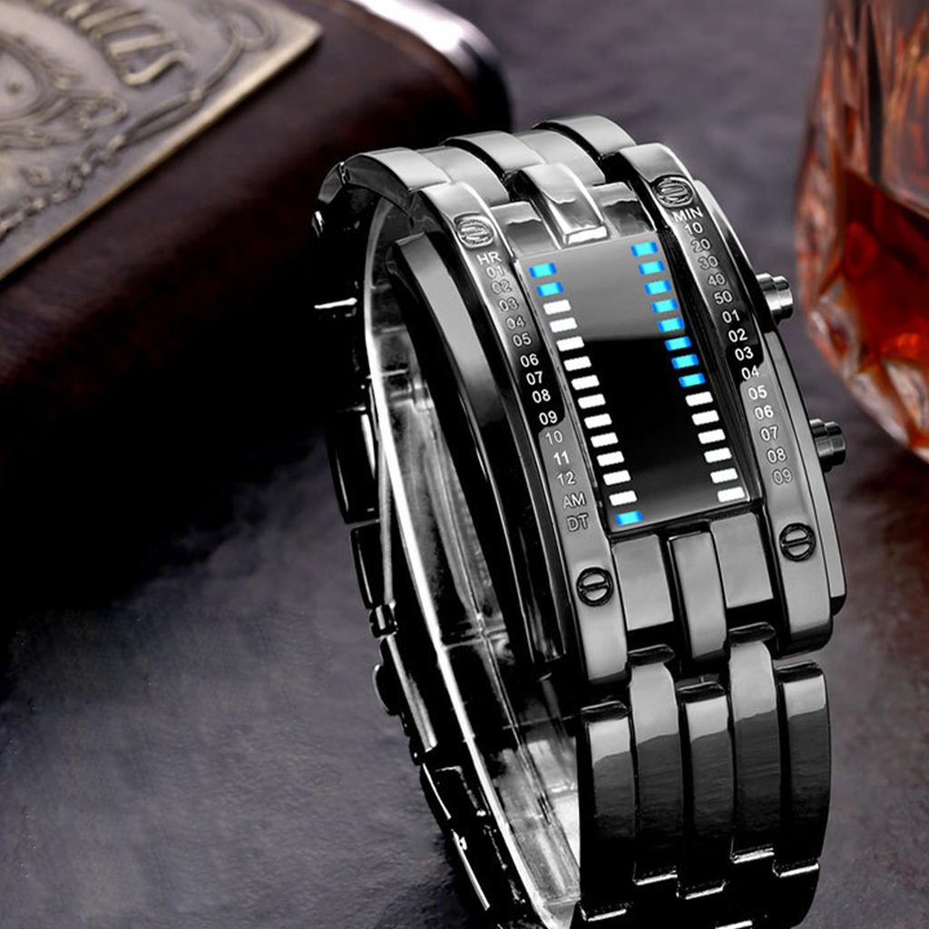 Binary Matrix Blue LED Digital Watch Men Women Cclassic Fashionable Future Technology Binary Watch