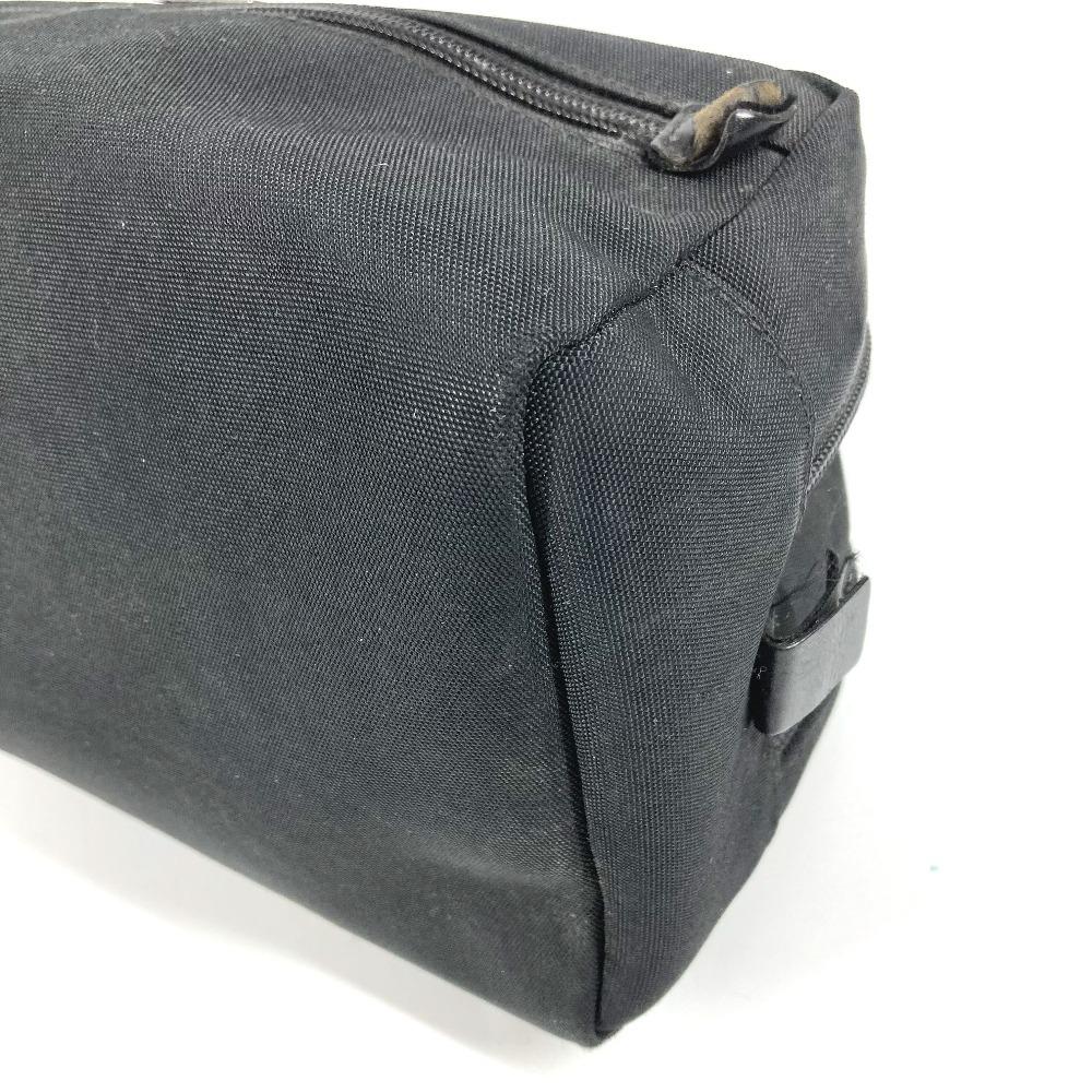 GUCCI 02888 Logo W Zip Zip Bag Pouch Clutch Bag with Handle Leather/Canvas Black