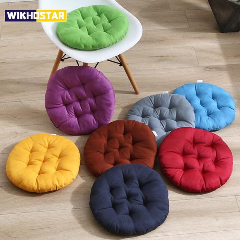 Round Solid Color Chair Cushion Seat Pad Soft Comfortable Sofa Pillow Office Home Decor Floor Mat for Dining Living Room