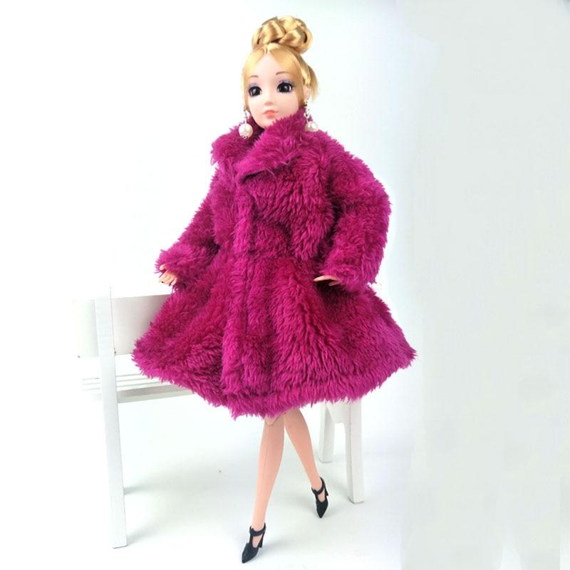 Модная одежда цвета фуксии для куклы Барби, пальто, зимняя одежда, одежда, платье куклы 1/6, аксессуары для кукол BJD, детские игрушки