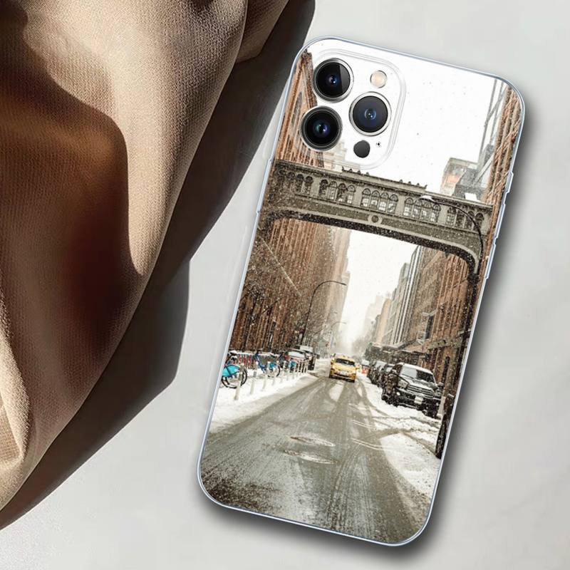 Зимний чехол для телефона New York Central, мягкий силиконовый чехол для iphone 14 13 12 11 Pro Mini XS MAX 8 7 6 Plus X XS XR