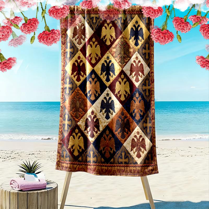 Cultural Puzzle Print Beach Towel, Large Soft Quick Dry Towel for Beach Camping Swimming