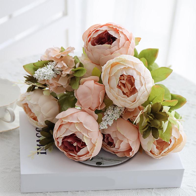 1pc,Realistic Peony Silk Flowers Champaign Color for Home Decor AndWeddings-DIY Craft and Bridal Bouquet - Indoor and Outdoor