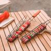 Outdoor Wooden Handle Barbecue CageCamping Meat And Vegetable Barbecue Grill Net RackPicnic Grilling ToolsCharcoal Sausage Racks