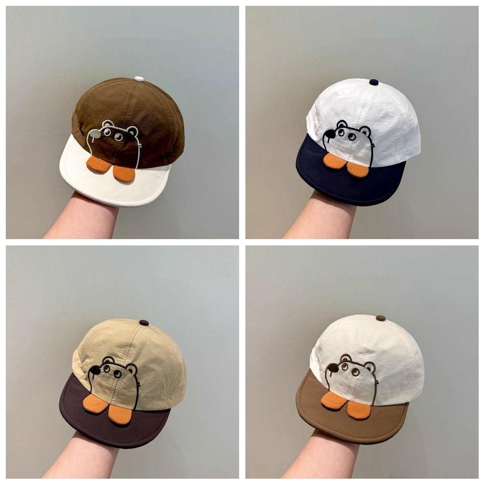 Casual Infant Sun Visor Hat Quick Dry Kids Peaked Caps Spring Cartoon Bear Baby Hat  Boys/girls