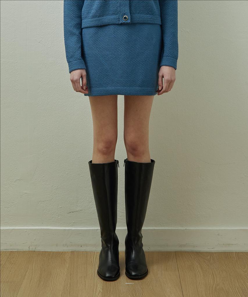 Step Around Tweed Mini Knit Skirt_Blue