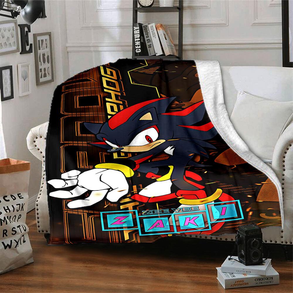 1 шт. Фланелевое одеяло Соник и Шэдоу, Мягкое, Приятное для кожи, С цифровой печатью, Различные размеры в наличии для семьи, друзей, на день рождения