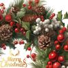Christmas Wreath Window Clings for Wall Window Door Large Removable PVC Wreath Decals with Pine Cones Berries for Holiday Decor