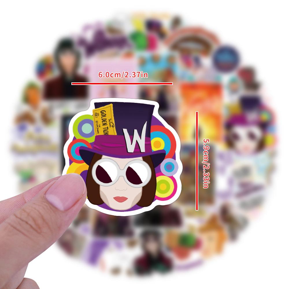 50 новых стикеров Wonka Graffiti - Водонепроницаемые украшения для чемоданов, блокнотов и стаканов для воды