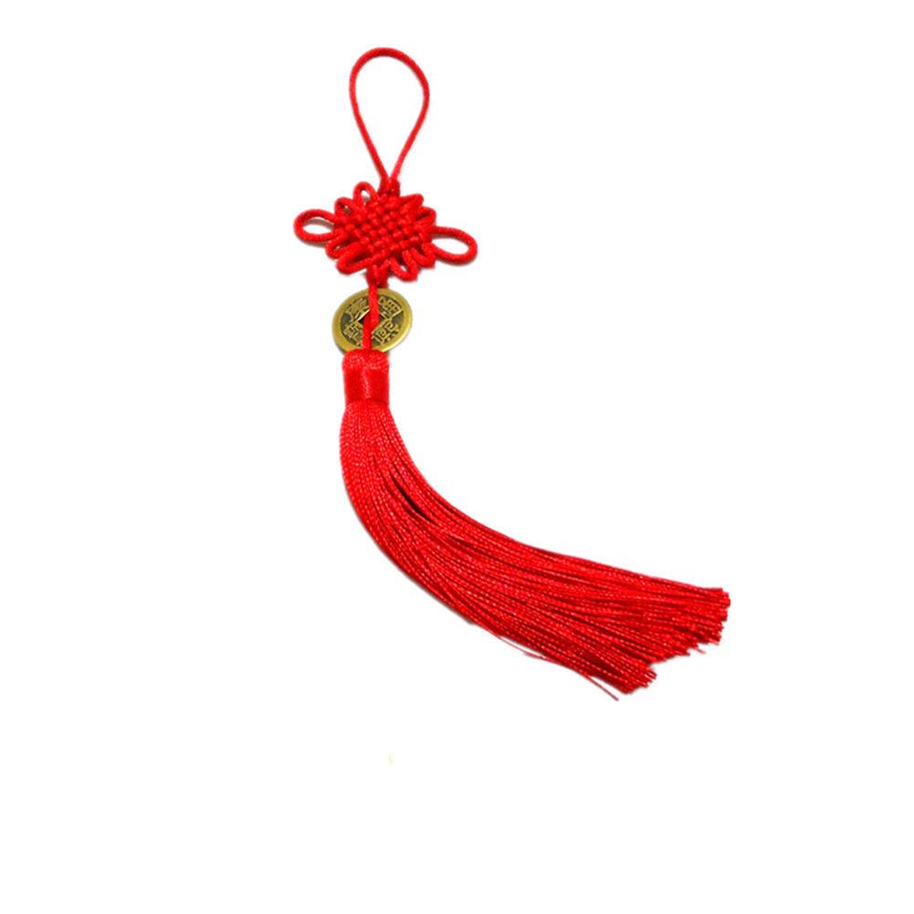 Красный кулон фэн-шуй с китайским узлом и кисточкой для богатства и удачи
