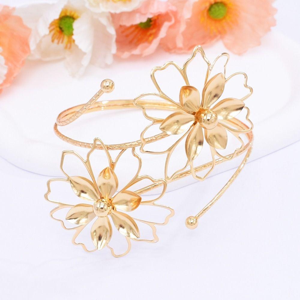 Adjustable Flower Bracelet Hollow Out Arm Ring Exquisite Armband  Beach
