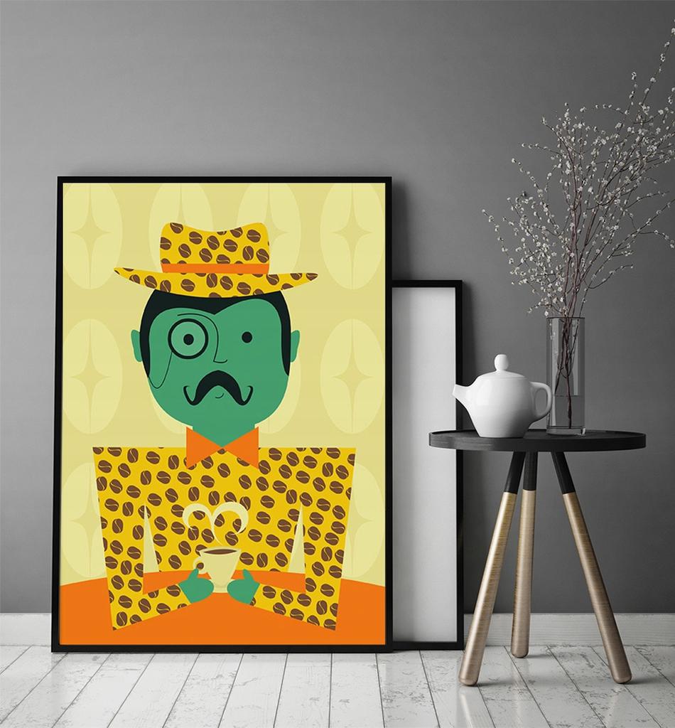 Obraz plakat w ramie 53x73 cm kawosz p1075