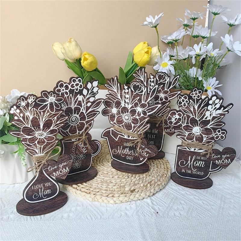 Уникальный настольный деревянный цветок, подставка для стола ко Дню матери, подарок в знак признательности, изысканный подарок, красиво упакованные деревянные настольные украшения