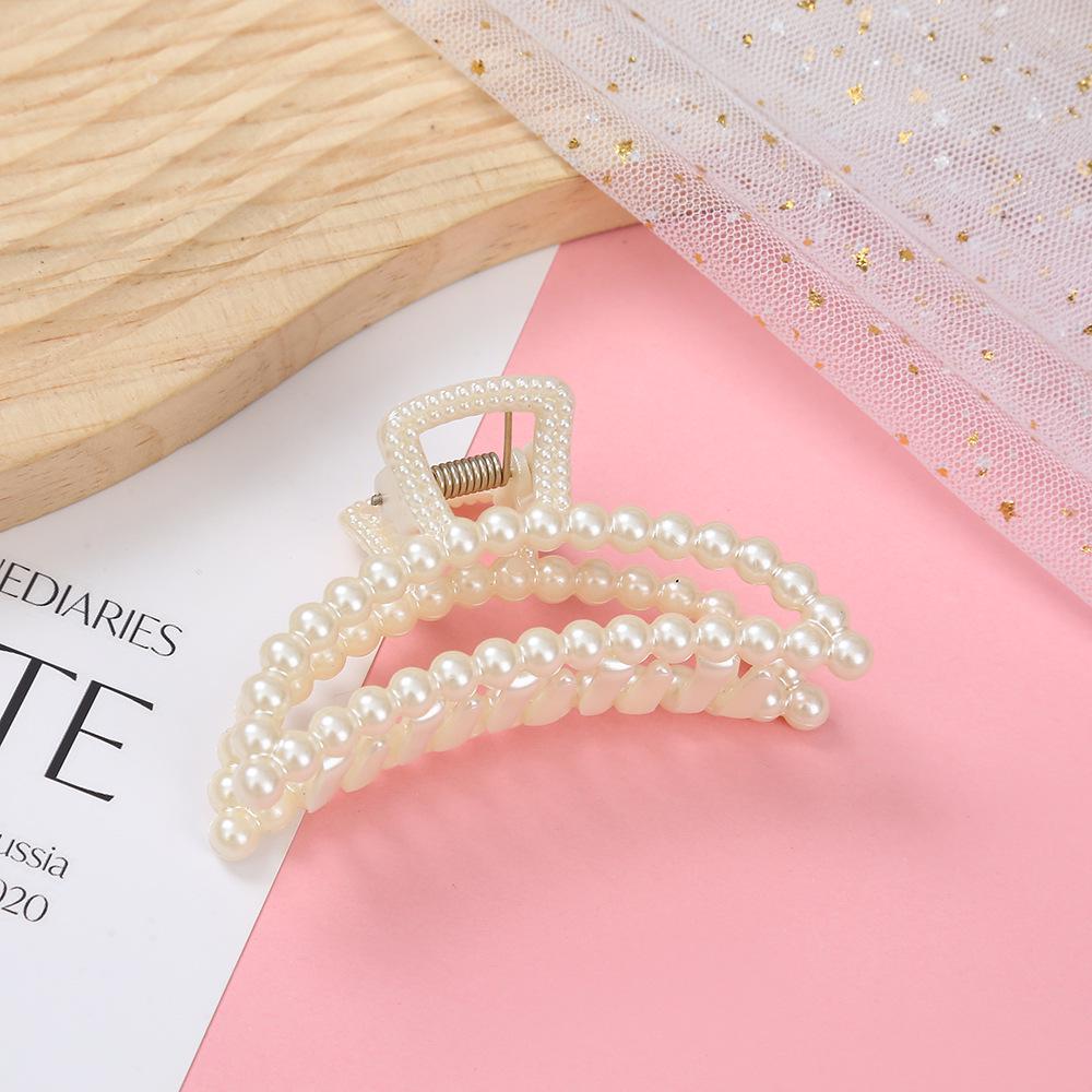 Корейская заколка для волос с бантом из жемчуга и геометрической акулой - простая и универсальная заколка для волос